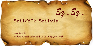 Szilák Szilvia névjegykártya